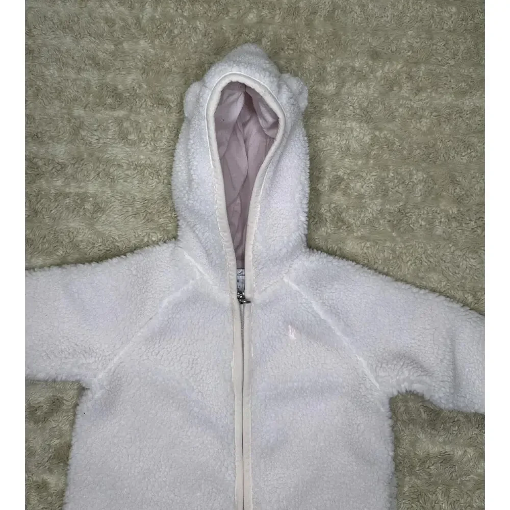 Ralph Lauren pink Bear-Ear hooded Teddy fleece bunting suit/one-piece Size 6M